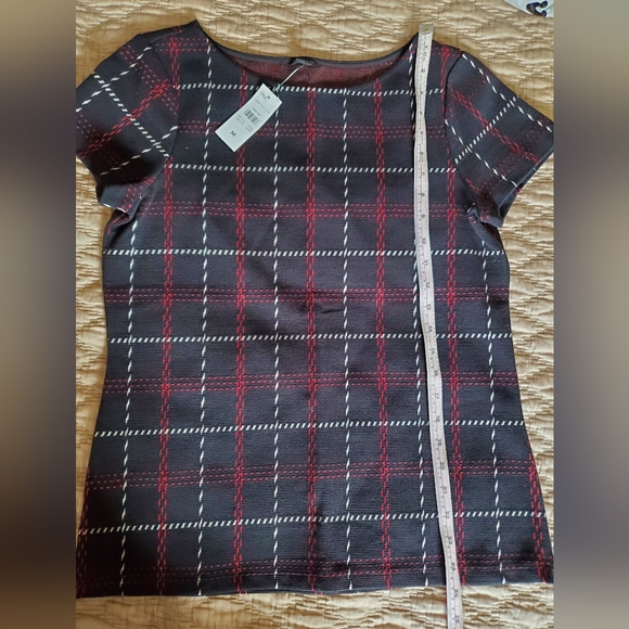 Ann Taylor Set short Sleeve Top and Skirt, black Plaid, Medium NWT - Picture 11 of 12